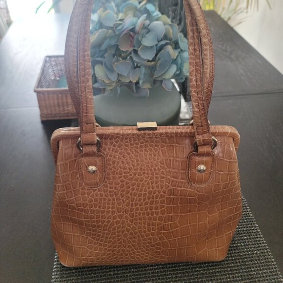 Liz Claiborne Tan Crocodile Embossed Handbag - Picture 3 of 11